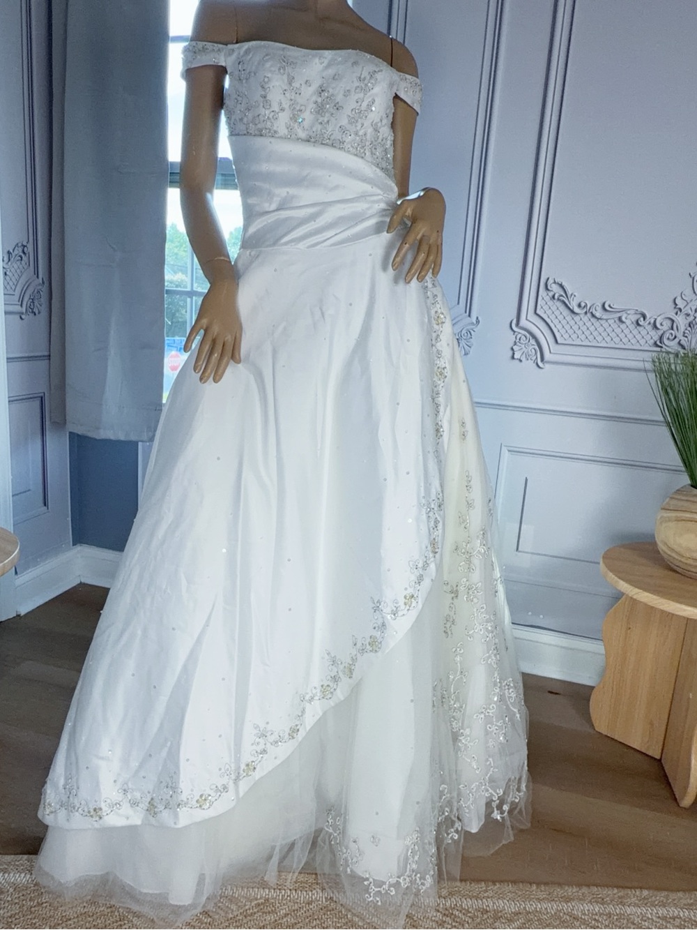 Mori Lee Wedding Dress Size 8 Beaded Off Shoulder Bridal Gown